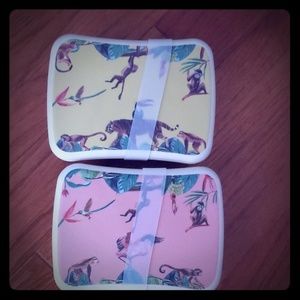Anthropologie Home Lunch Boxes (2) and Coaster Set